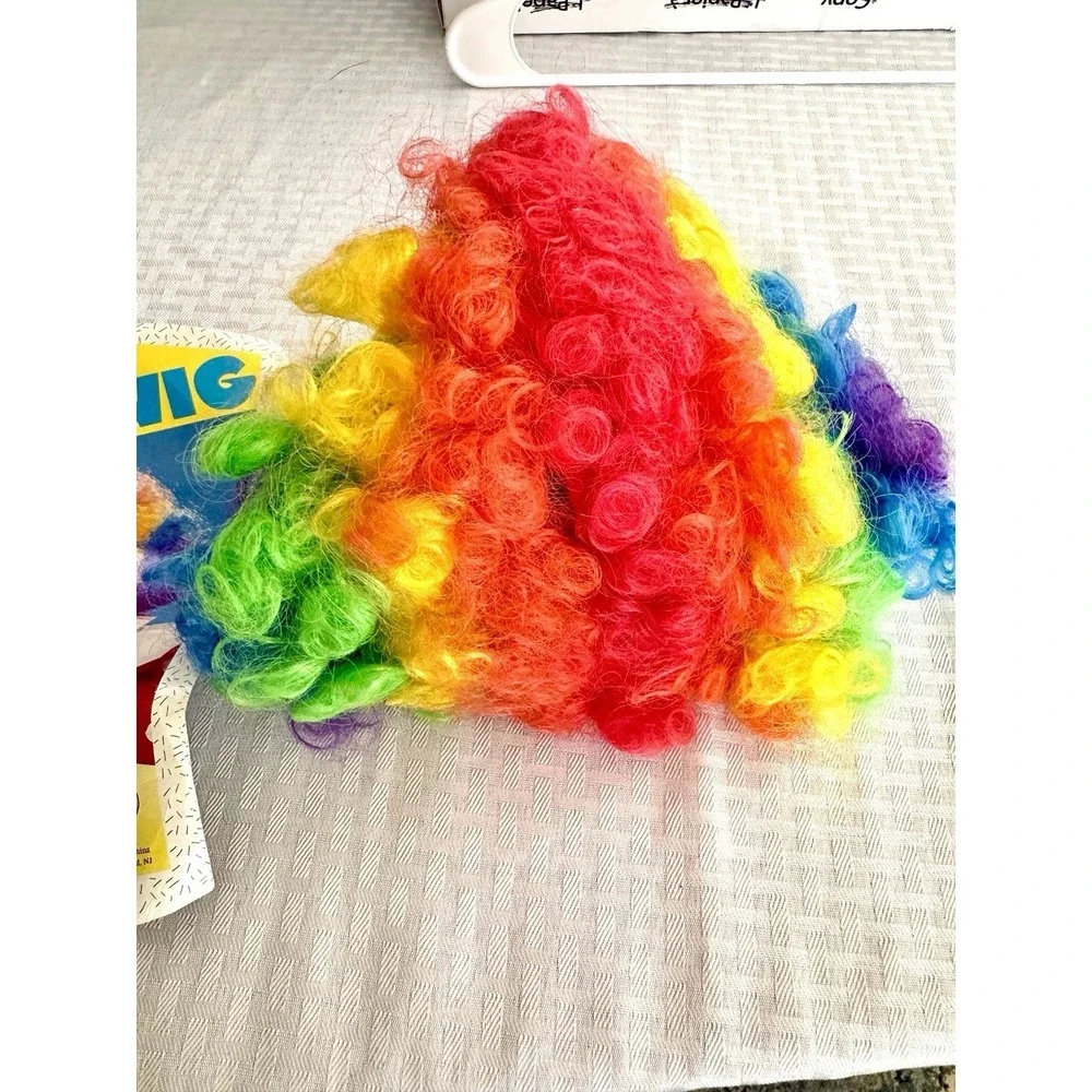 Vintage 1992 Costume Mates Rainbow Clown‎ Wig Afro Multi Color One Size 5067